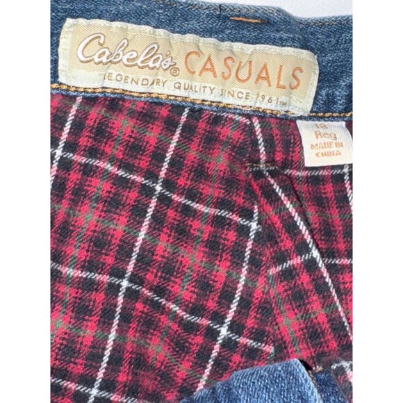 Cabelas Casuals Blue Denim Jeans Size 18  With Plaid Lining & Rolled Cuffs - Picture 4 of 10